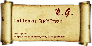 Malitsky Györgyi névjegykártya